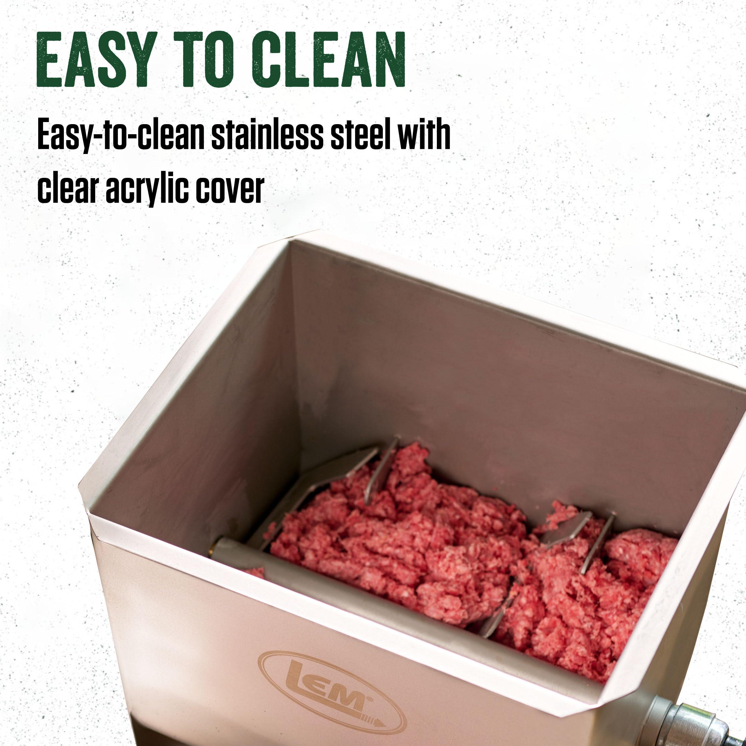 LEM LEM Products MightyBite 20 Pound Capacity Manual Meat Mixer, Stainless Steel, Manual Only