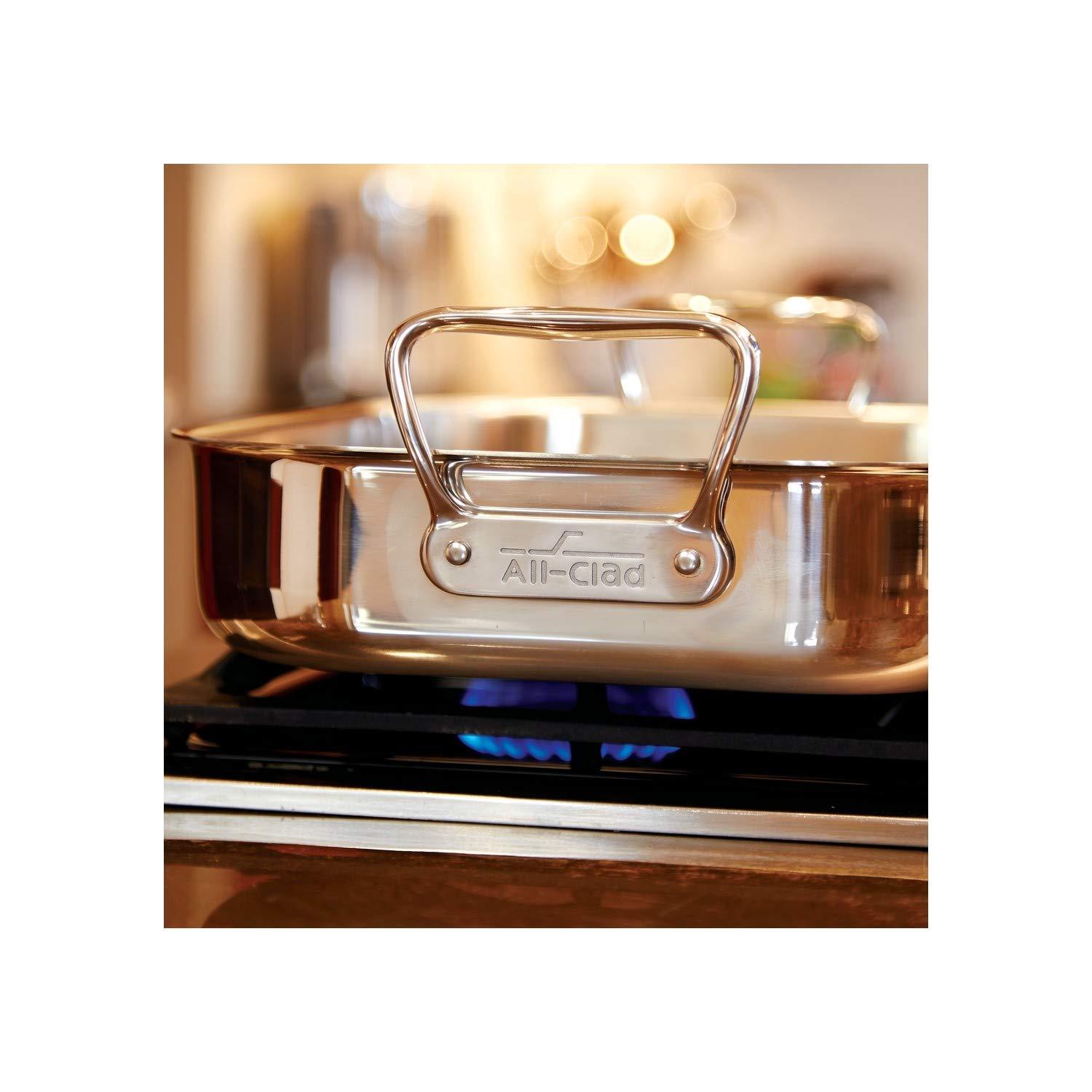 All-Clad All-Clad Specialty Stainless Steel Lasagna Pan 12x15x2.75 Inch Induction Oven Broiler Safe 600F Frozen Lasagna, Pots and Pans, Cookware Silver