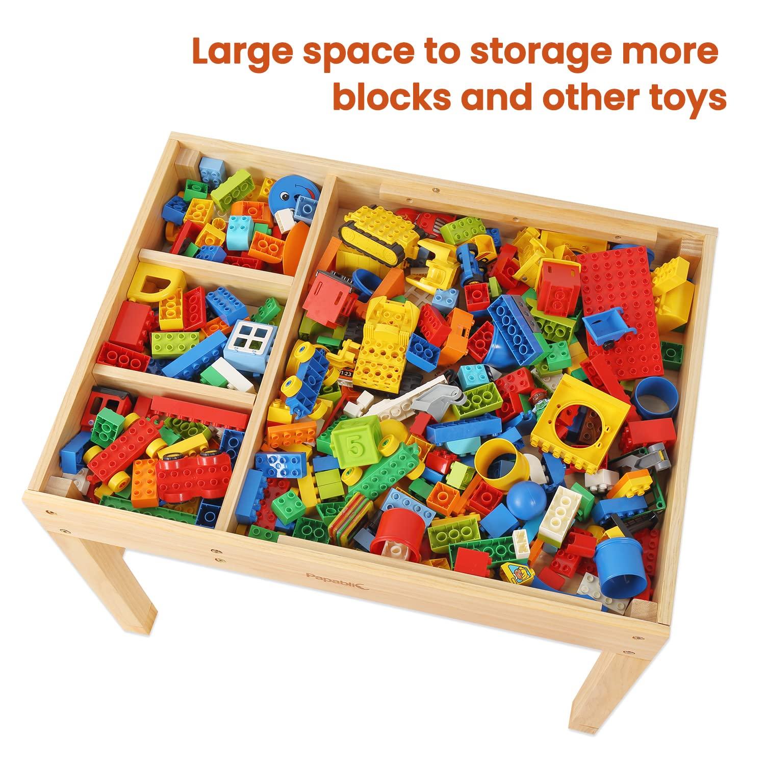 Papablic Papablic 2 in 1 Kid Activity Table with Large Storage for Older Kids Compatible with Lego Building Block for Boys Girls