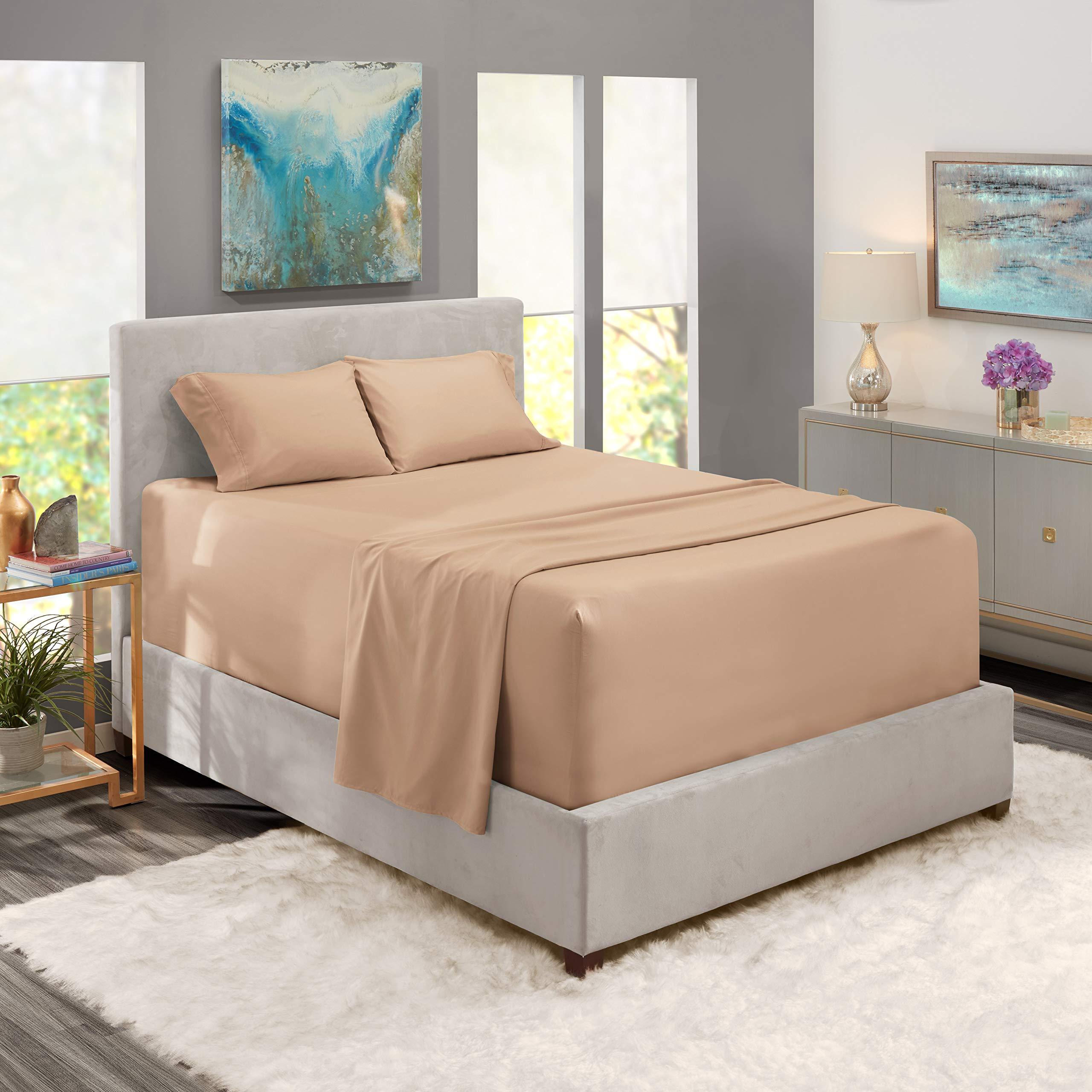 Versatile Bedding Cal King Size Sheet Set - 4 Piece Set - Hotel Luxury Bed Sheets - Soft 100% Cotton 800 Thread Count - 18\" Deep Pockets - Breathable & Cooling Wrinkle Free - Taupe Bed Sheets - Cal King Sheets - 4 PC