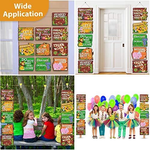 Blulu Blulu 10 Pieces Jungle Animals Party Signs Wild Animals Welcome Door Sign Zoo Animals Cutout for Theme Party Birthday Party Baby Shower Supplies