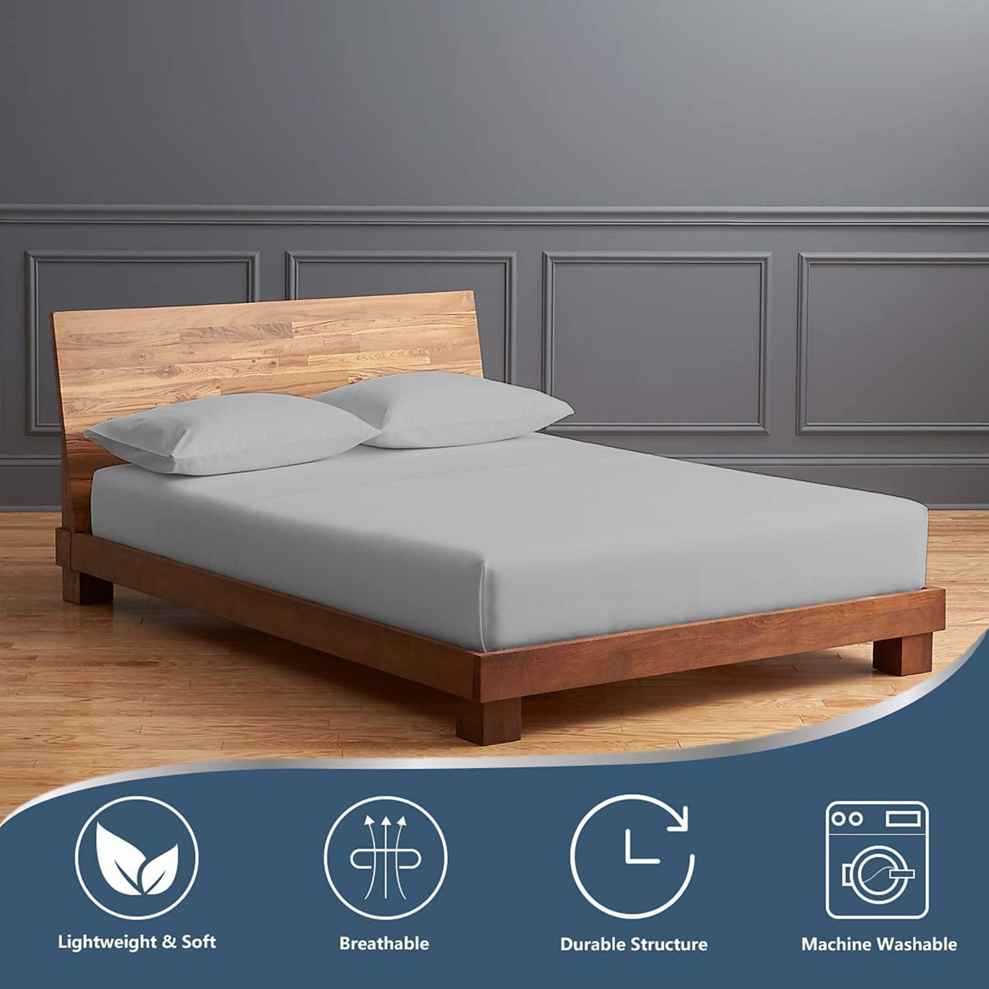 Neerahi 1000 Thread Count 100% Egyptain Cotton RV Short Queen, Light Grey [4 PC] Sheets Set, Long-Staple Egypt Cotton Bedsheet, Breathable, Soft & Silky Sateen Weave, Fits Upto 10\'\' Deep Pockets Mattress