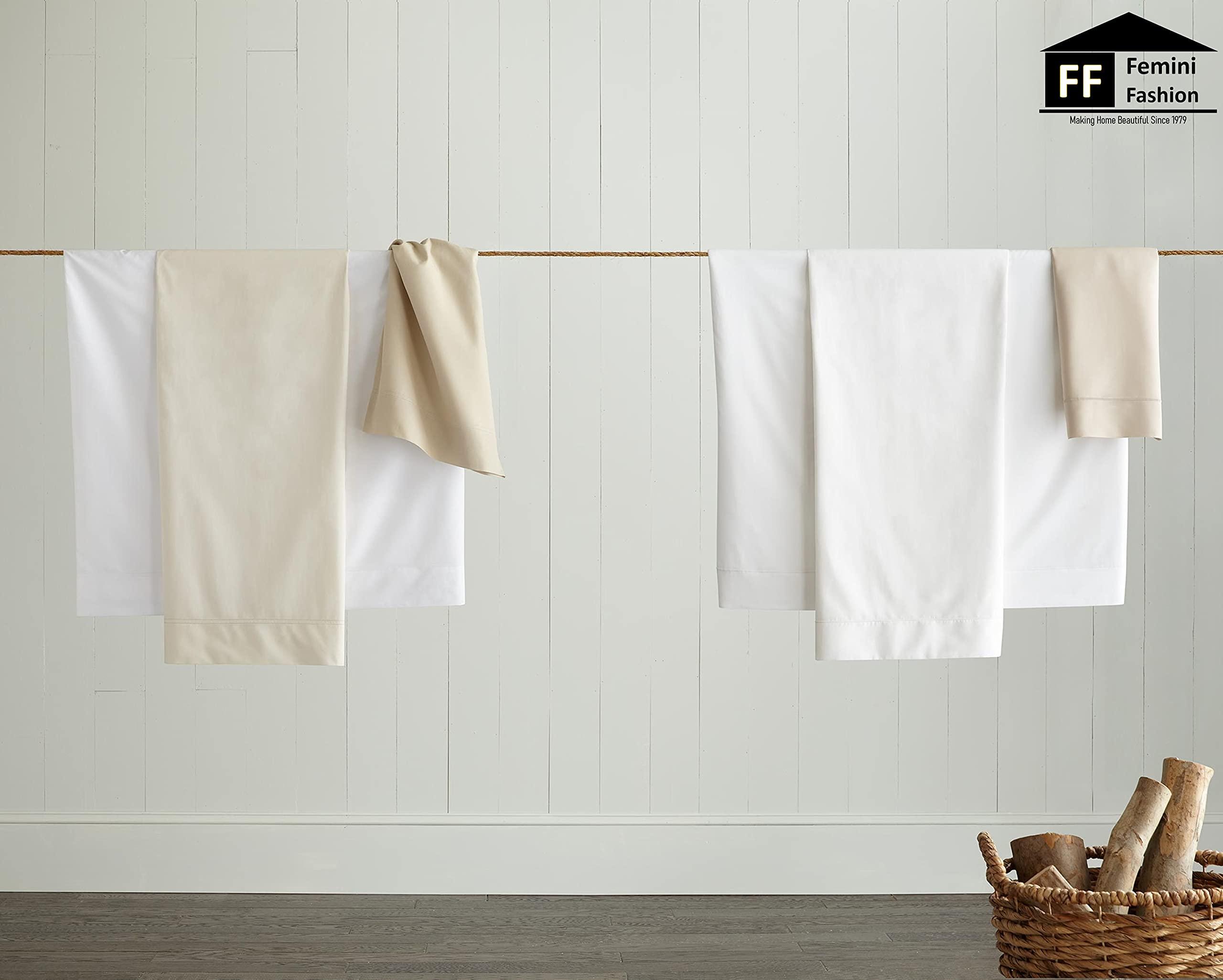 Femini Fashion Texas King - 80\" x 98\" Size 100% Egyptian Cotton Bed Sheets Luxury 800 Thread Count Sheet Set Sateen Weave for Soft & Silky Feel Long Staple Cotton 21\" Extra Deep Pocket - Texas King, Ivory