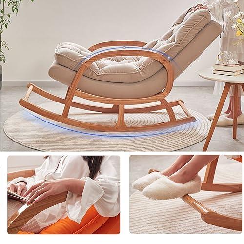 SYUFRE Rocking Chair Nursery Nursing Armchair with Wood Base Baby Glider Rocker Rocking Accent Armchair for Living Room, Bedroom, (Size : Light Gray Fleece Fabric)