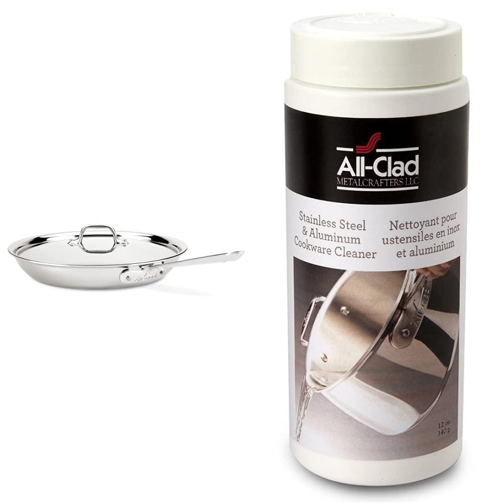 All-Clad All-Clad D3 Stainless Cookware, 12-inch Fry Pan with Lid, Tri-ply Stainless Steel, Professional Grade, Silver, Model: 41126 & 00942 Stainless steel/Aluminium Cookware Cleaner and Polish, 12-Ounce