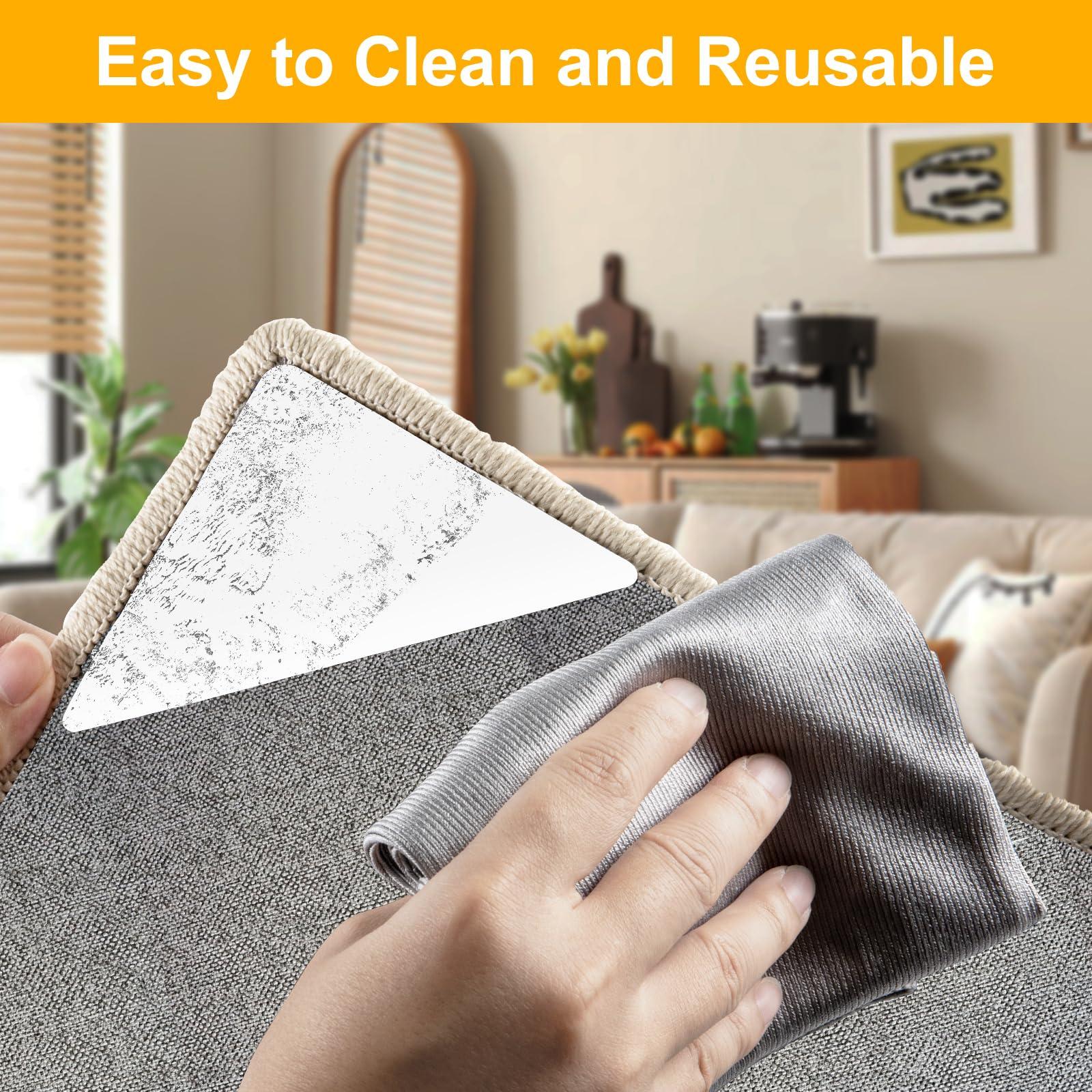 Daisyhome Daisyhome 16 PCS Rug Tape, Rug Pad Gripper for Hardwood Floors, Double Sided Adhesive Carpet Tape, Reusable Anti Slip Rug Grips for Area Rugs to Keep Rug Corners Flat