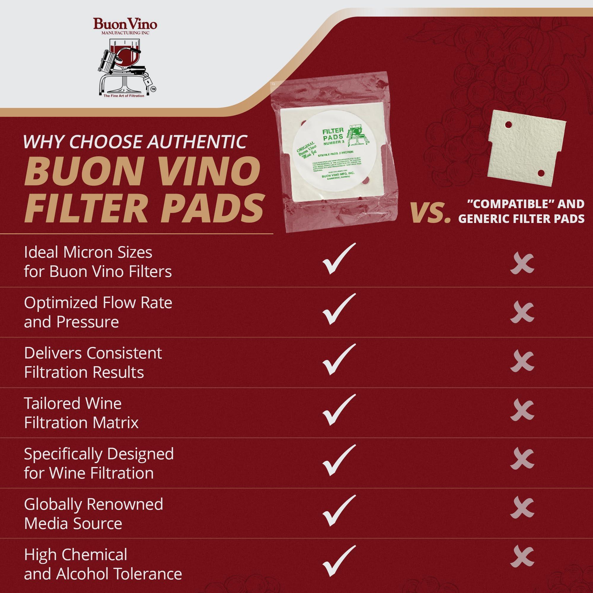 Buon Vino Buon Vino Super Jet Wine Purifier Filter Pads 5-Count (Pack of 3), #1 Coarse Wine Filters for Sediment, Home Brewing Supplies, Wine Filtration System Accessories for Wine Starter Kit