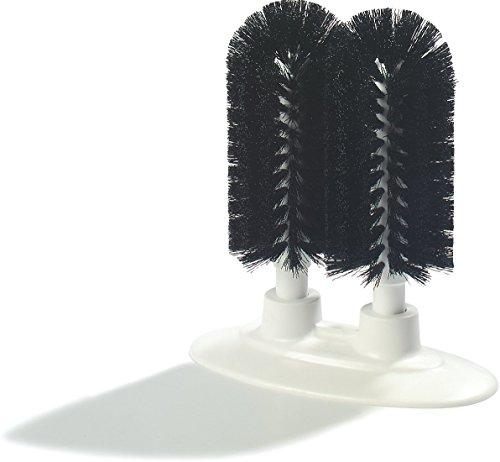 Carlisle FoodService Products SPARTA 4046003 Plastic Twin Glass Washer, Scrub Brush With Suction Base, 8 Inches, Black