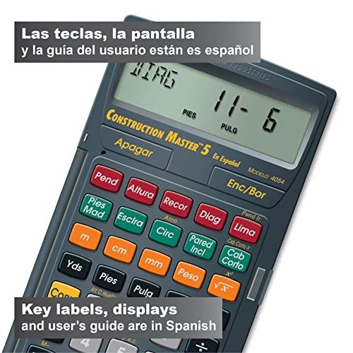 Calculated Industries Calculated Industries 4054 Construction Master 5 en Espanol Construction Feet-Inch-Fraction Calculator for Carpenters [Calculadora de construcción con pies, pulgadas y fracciones para carpinteros]