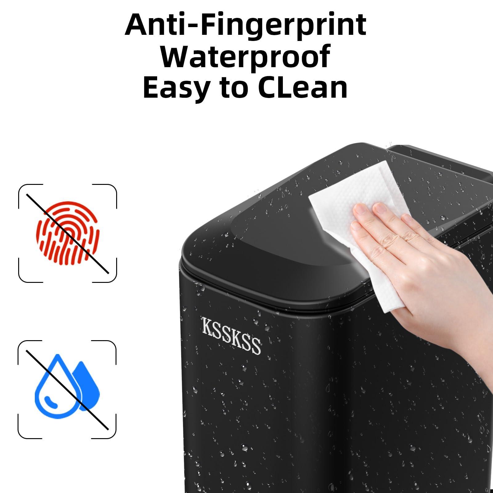 KSSKSS KSSKSS Small Bathroom Trash Can with Soft Close Lid, 6L / 1.6 Gallon Stainless Steel Garbage Can with Removable Inner Bucket, Step Pedal, Slim Wastebasket for Bedroom, Home Office (Matt Black)