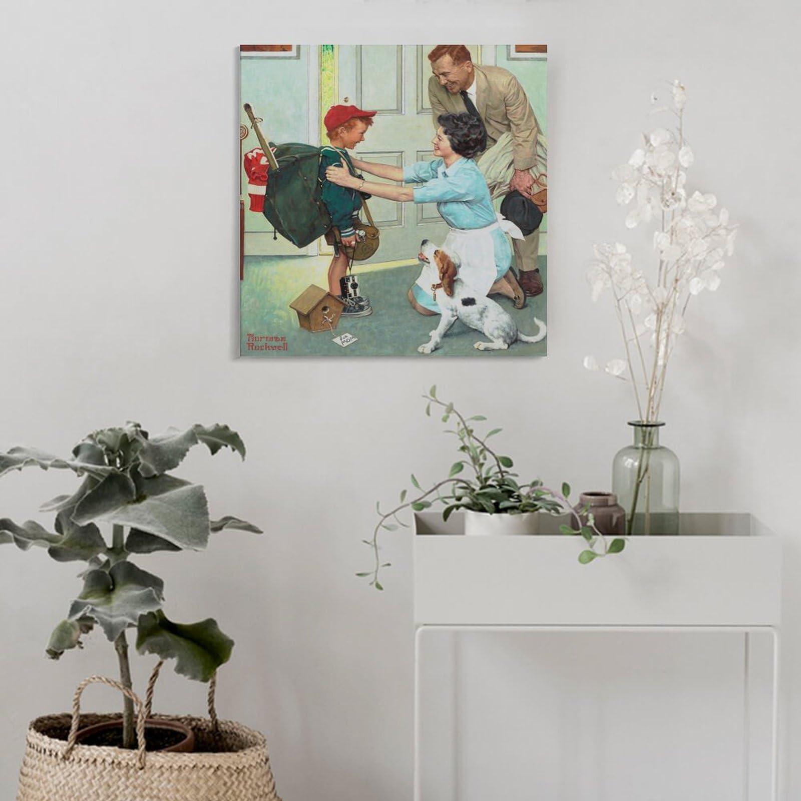 JIANPIN JIANPIN Norman Rockwell Home From Camp Canvas Printing Famous Paintings, Wall Art Posters, Decorativ Poster Decorative Painting Canvas Wall Art Living Room Posters Bedroom Painting 28x28inch(70x70cm)