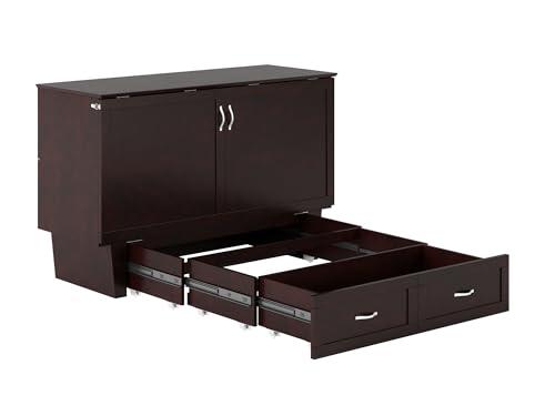 AFI AFI, Chelsea Mid-Century Modern Queen Solid Wood Murphy Bed Chest with Mattress in Espresso