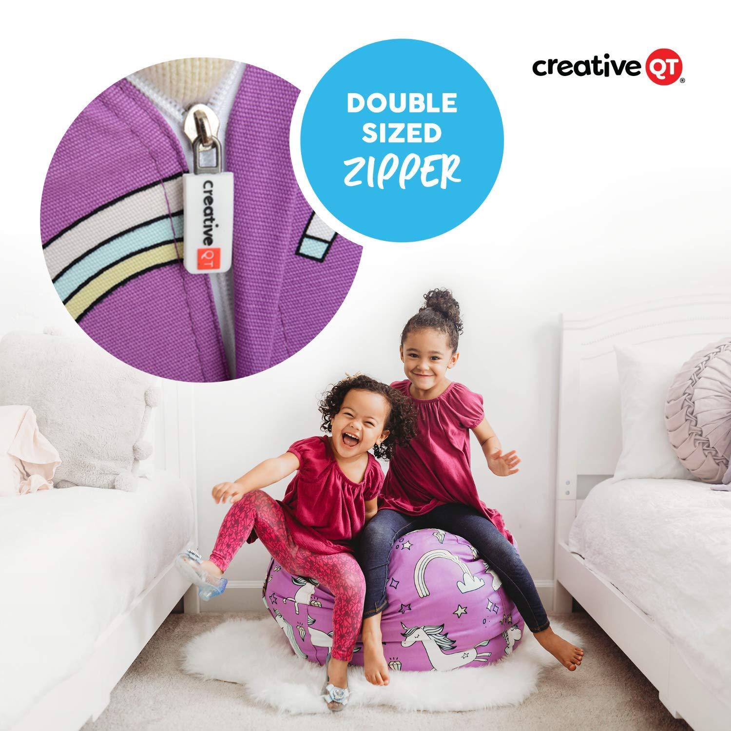 Creative QT Creative QT Stuff n Sit Extra Large 38 Bean Bag Storage Cover for Stuffed Animals & Toys, Giant Beanbag Chair for Plush, Toddler & Kids Rooms Bedroom Organizer, Grey/White Striped