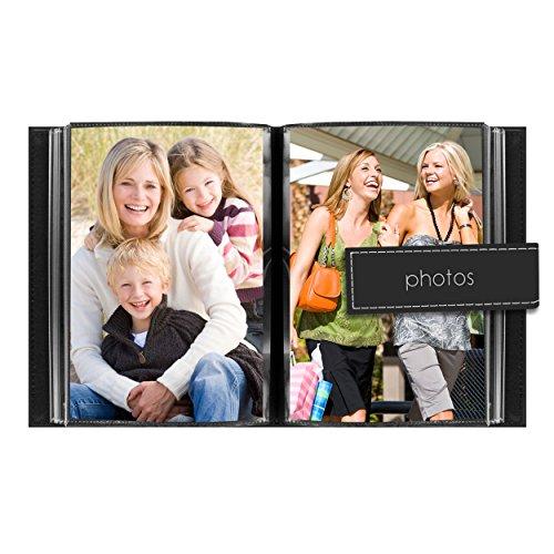 Pioneer Photo Albums Pioneer Photo Albums EXP-46/BKP 36-Pocket 4 by 6-Inch Embroidered \"Photos\" Strap Sewn Leatherette Cover Photo Album, Mini, Black