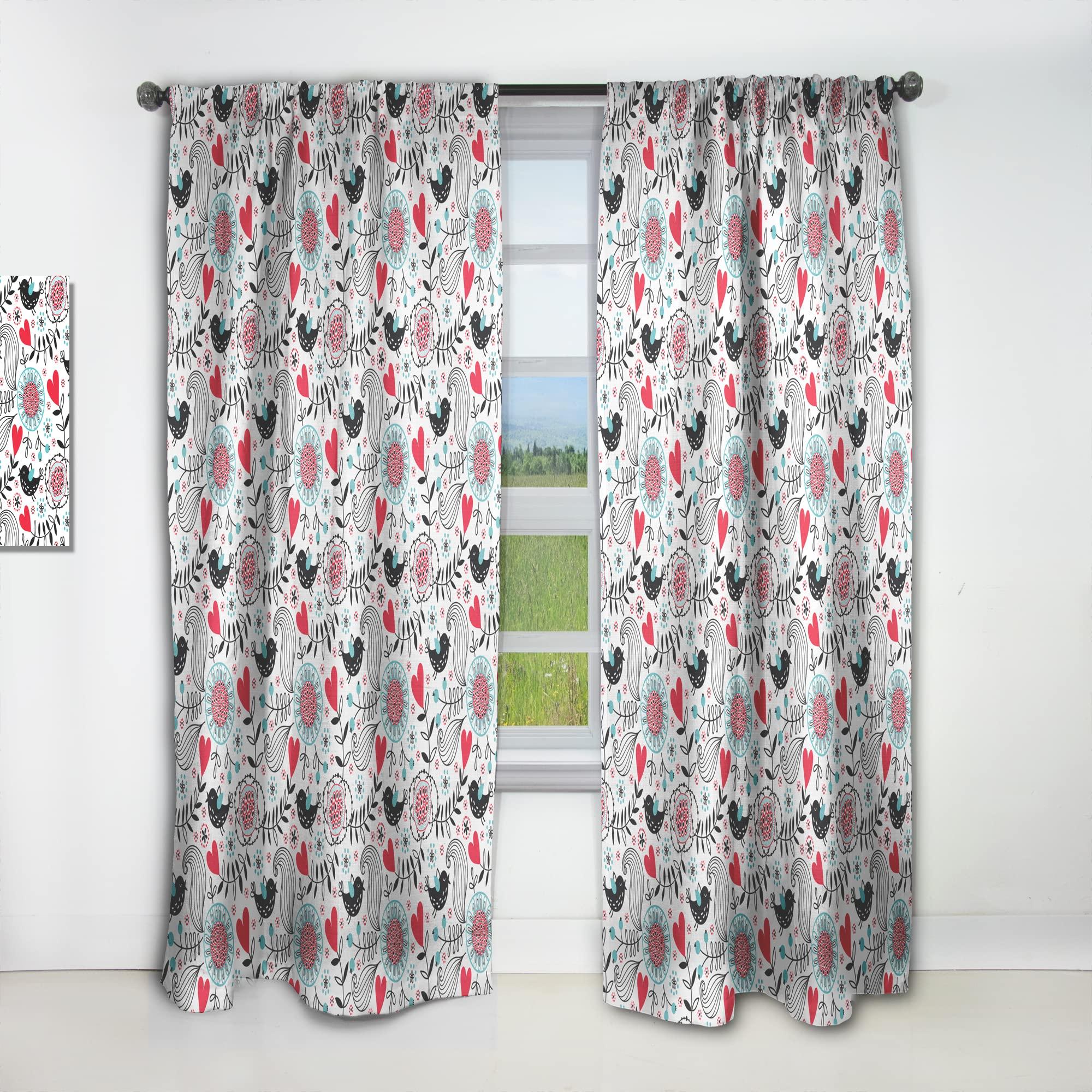 DesignQ DesignQ Curtains 'Romantic Floral Pattern' Curtains for Bedroom, Curtains for Living Room, Curtains & Drapes - Thermal Insulated - Single Panel-52x120