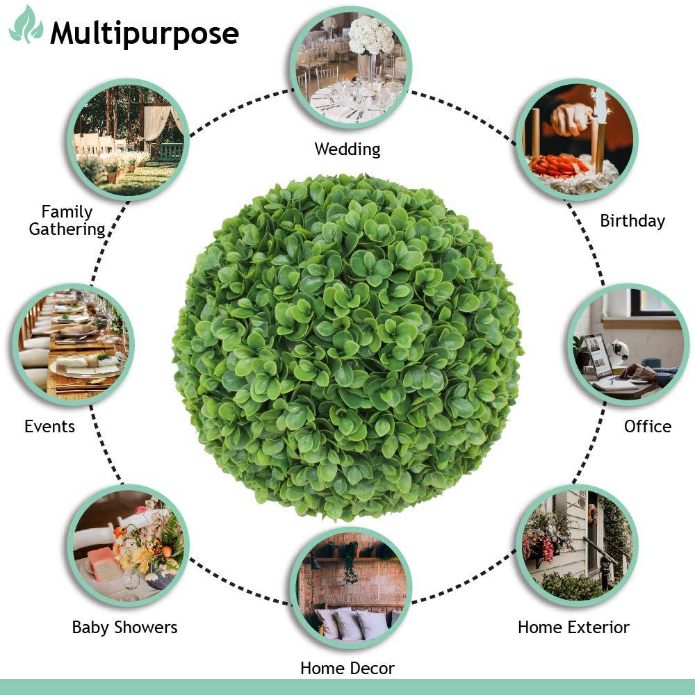 SunnyRoyal SunnyRoyal Topiary Ball Artificial Outdoor Boxwood Balls Topiary Lifelike Plants, Round Topiary for Indoor/Outdoor Decore, Lechguguilla 15 Inch, 3 Pieces