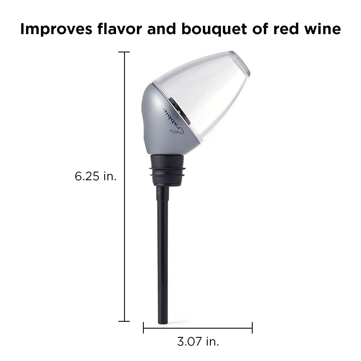 Rabbit Rabbit Wine Aerator and Pourer, 7-Inch, Silver/Black/Clear