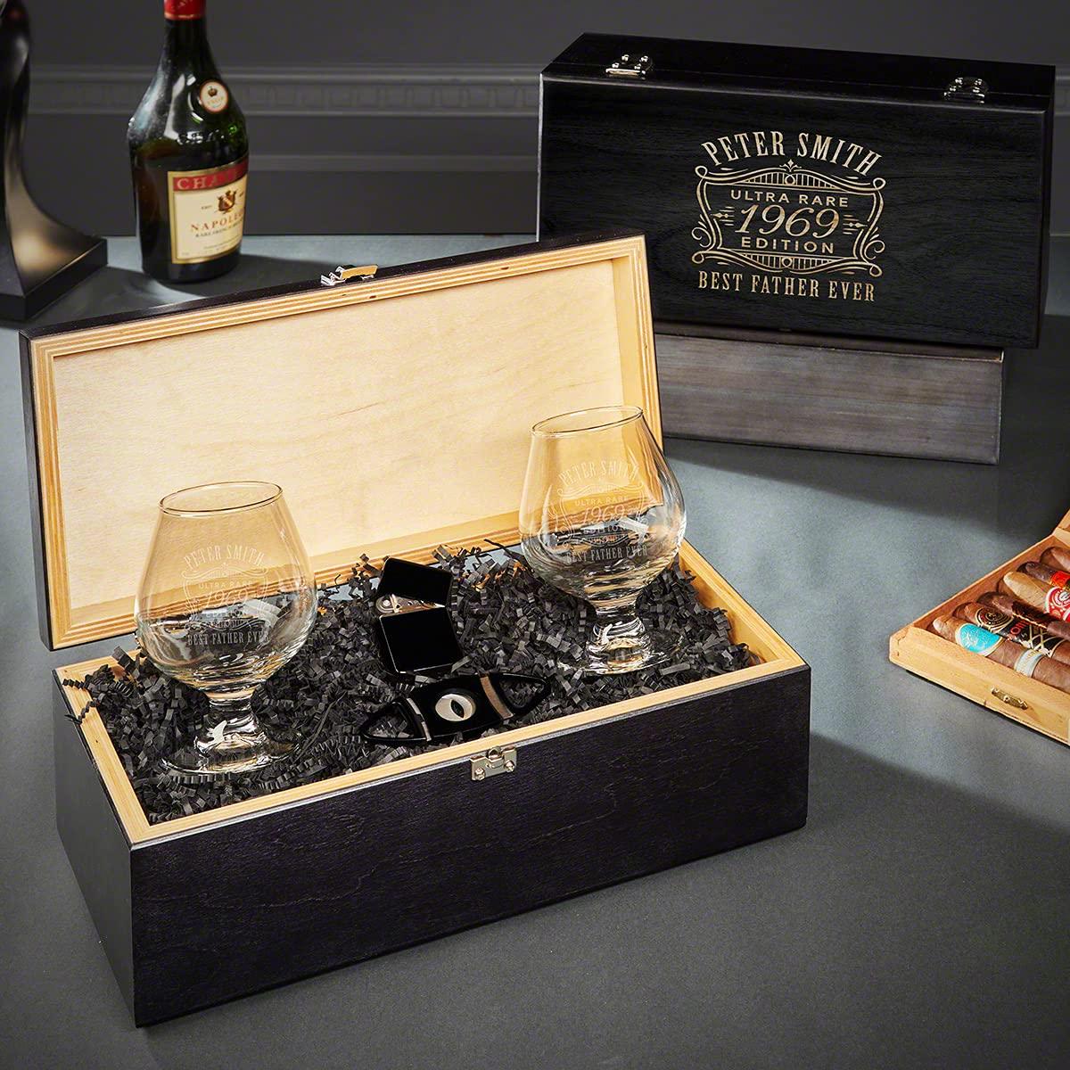 HomeWetBar Custom Cognac Gift Set - Ebony Box