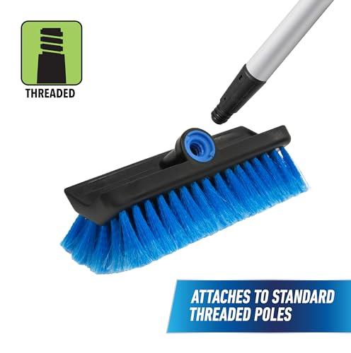 Unger Unger Professional Lock-On 10 Bi-Level Soft Wash Brush  Compatible with Lock-On 48\" Water-Flow Pole, Cleaning Brush, Wash Brush, Outdoor Brush, Great for Patios, Siding, Windows, Cars & Boats