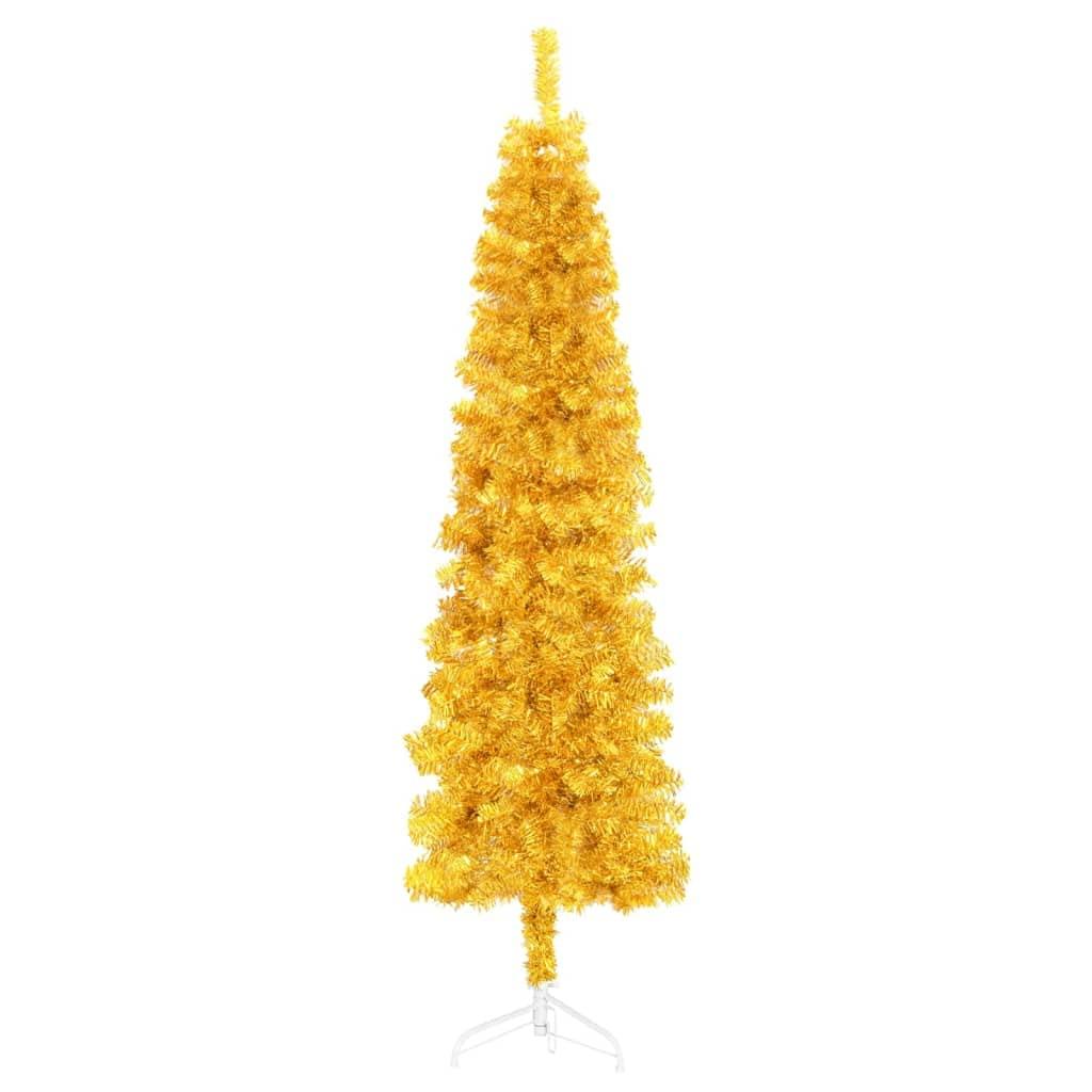 WHOPBXGAD Slim Artificial Half Christmas Tree with Stand,Christmas Tree Decoration,Outdoor Christmas Tree for Living Room, Hall, Deck, Poolside, Entrance, Garden,Gold 4 ft