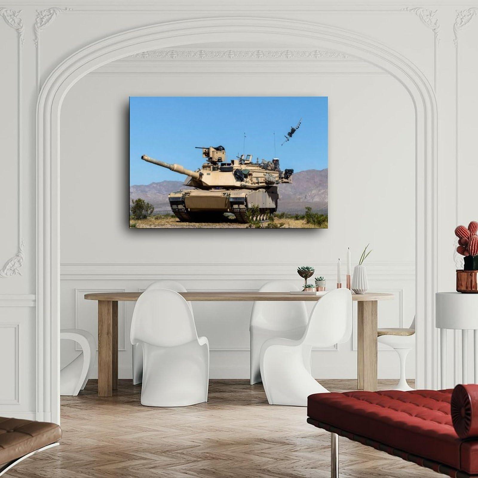 CHTYPOPP CHTYPOPP M1 Abrams Poster Desert Storm Mission Poster 3 Canvas Painting Posters And Prints Wall Art for Living Room Bedroom Decor 36x24inch(90x60cm)