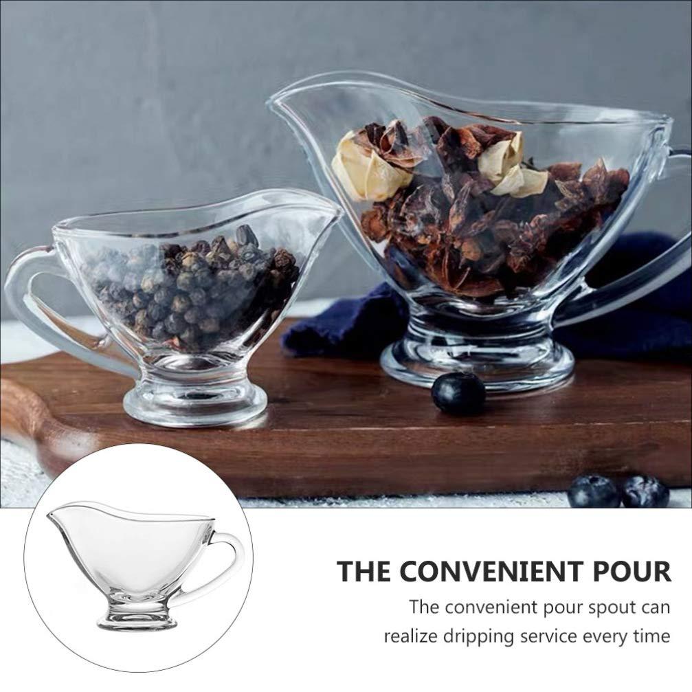 UUNVTOSU UUNVTOSU Coffee Creamer 2pcs Glass Gravy Sauce Boat with Handle 220ml Clear Crystal Seasoning Cup Honey Jam Jar Salad Dressing Server Pourer Condiment Dispenser Serving Utensils Coffee Syrup Jars