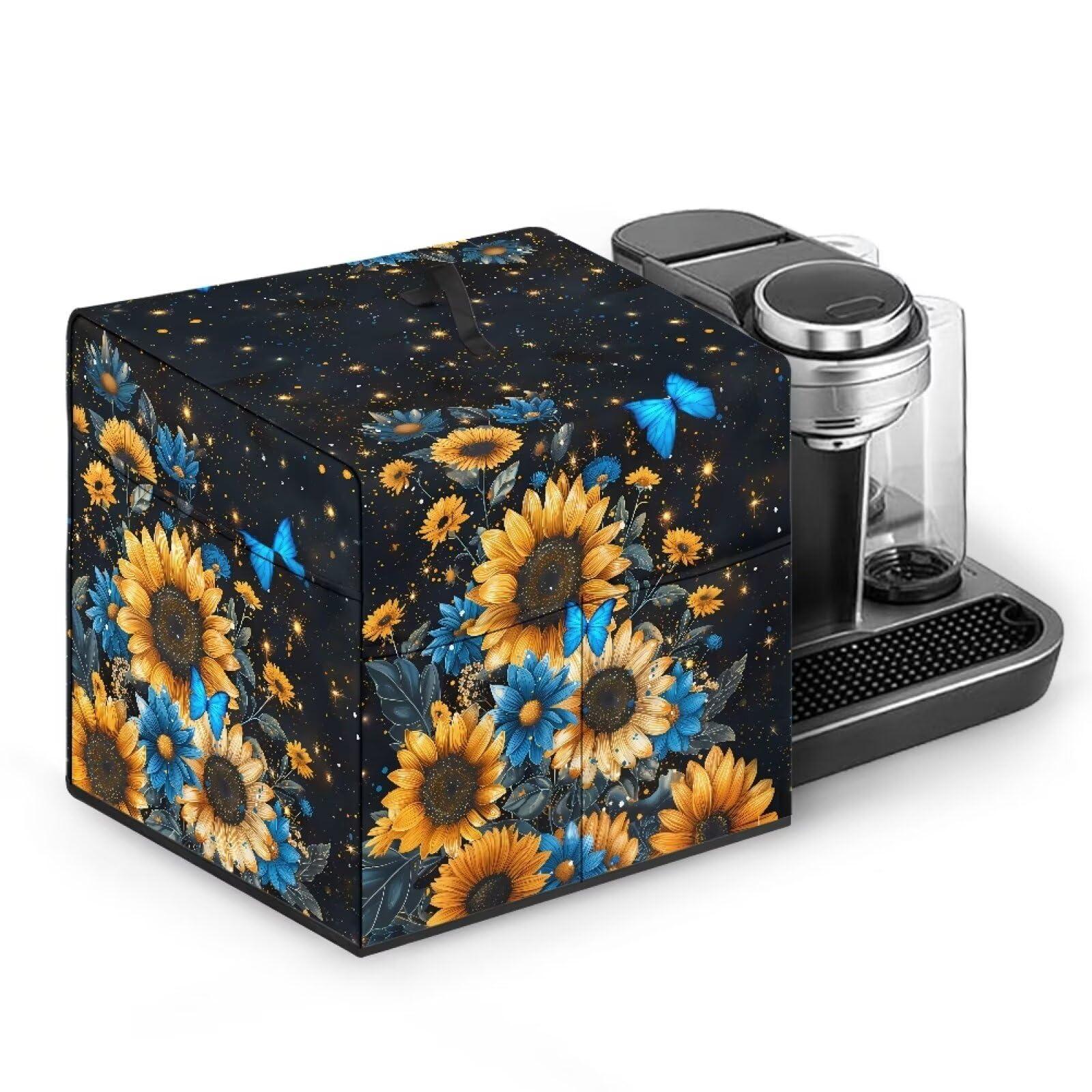 HUISEFOR HUISEFOR Sunflower Butterfly Cocktail Machine Cover with Pockets for Straws Accessories Cocktail Machine Protective Dust Cover Kitchen Appliance Covers for Premium Cocktail Machine