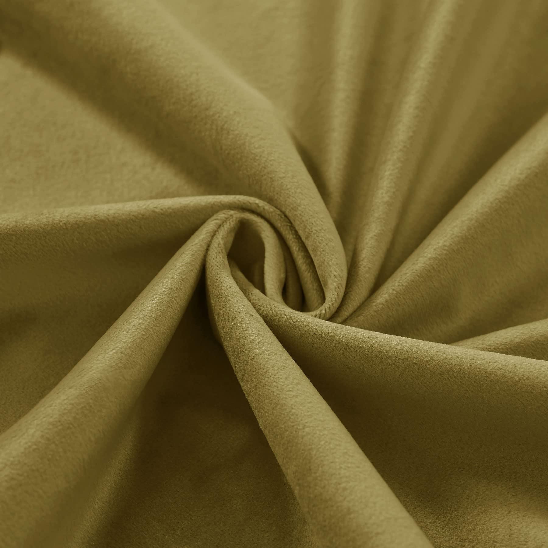 Frelement Frelement Room Darkening Velvet Drapes Flat Hooks Curtains for Traverse Rod and Track Thermal Insulated Curtains High Windows Loft Bedroom, 100" W x 156" L, 2 Panels, Golden Palm