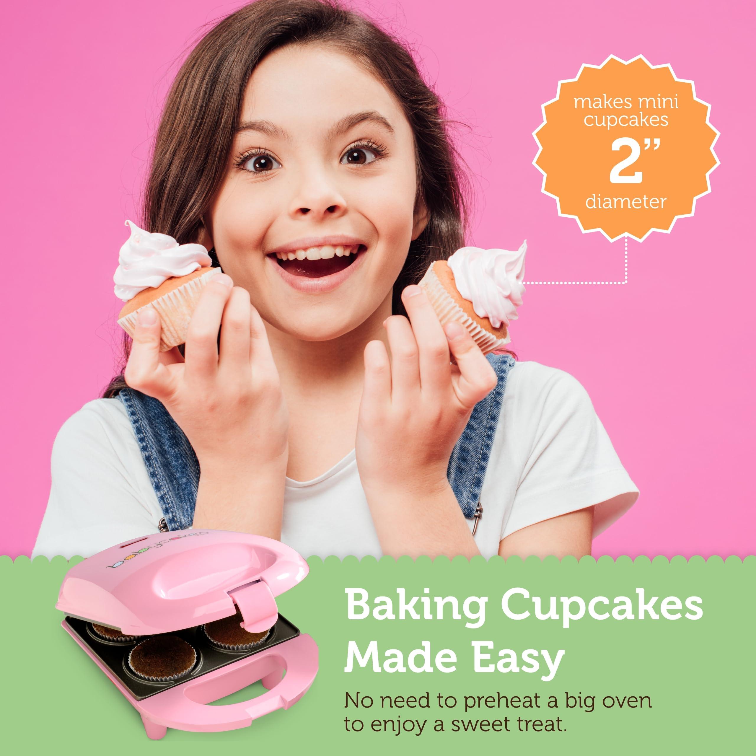 Babycakes Babycakes Mini Cupcake Maker by Select Brands - Cupcake Iron for Birthdays, Parties & More - Features Non-Stick Coating - Cupcake Machine for Kitchen Appliances - 4 Mini Cupcakes