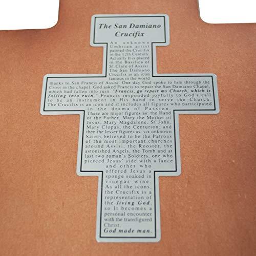 VILLAGE GIFT IMPORTERS San Damiano Cross | Large Wood Wall Cross | Beautiful Catholic Home and Office Decor | Great Wedding Gift | Franciscan Cross | Beautifully Detailed | Made in Italy