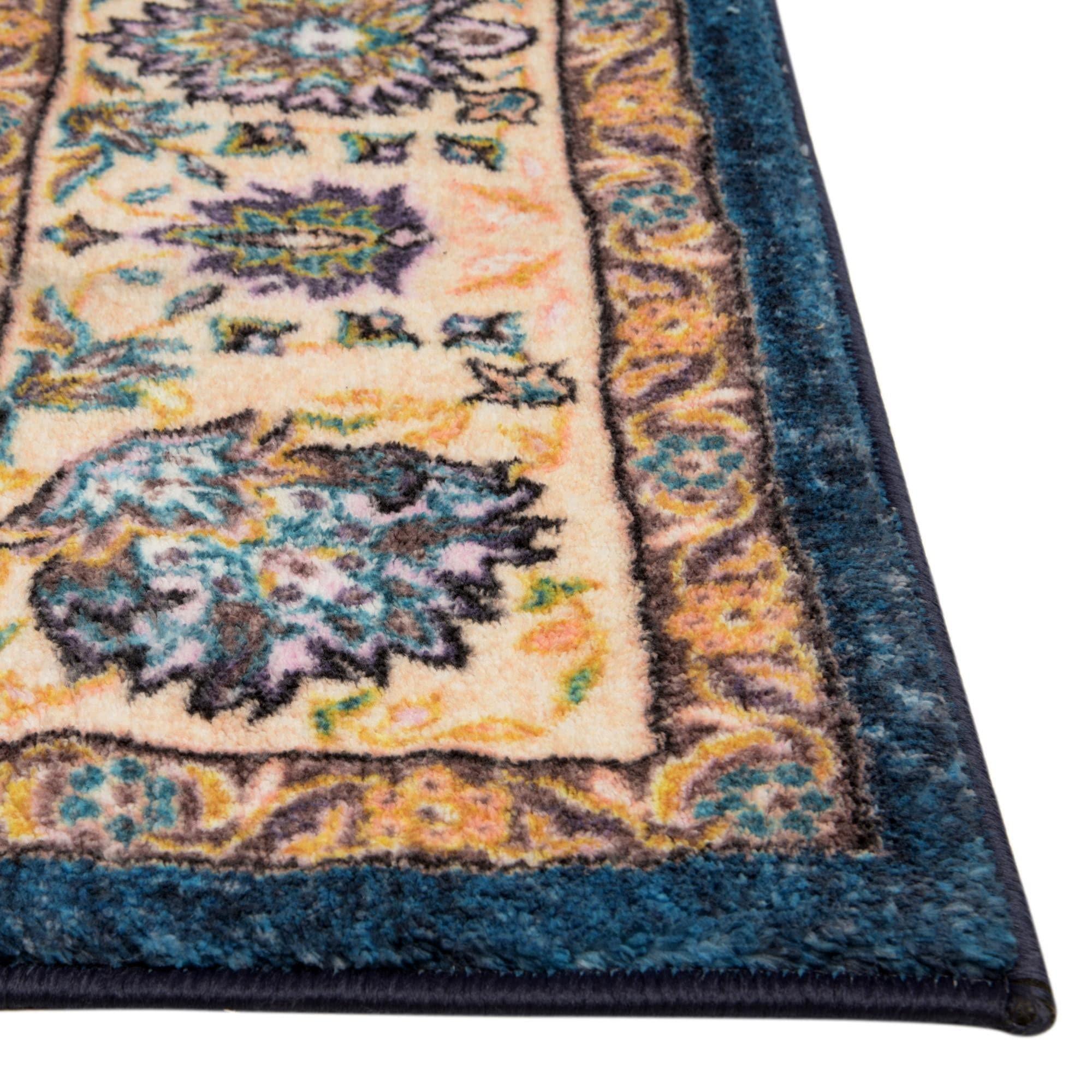 Rugs.com Rugs.com Medina Collection Rug 5 Ft Square Egyptian Blue Medium Rug Perfect for Living Rooms, Kitchens, Entryways
