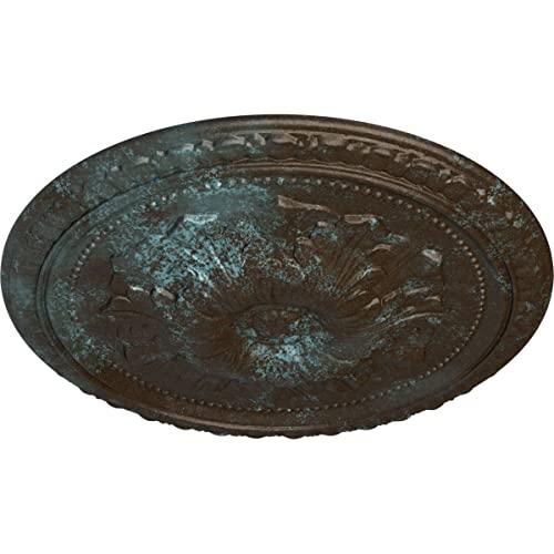 Ekena Millwork Ekena Millwork CM18RIBBS Richmond Ceiling Medallion, 18\"OD x 1 3/8\"P (Fits Canopies up to 2 5/8\"), Hand-Painted Bronze Blue Patina
