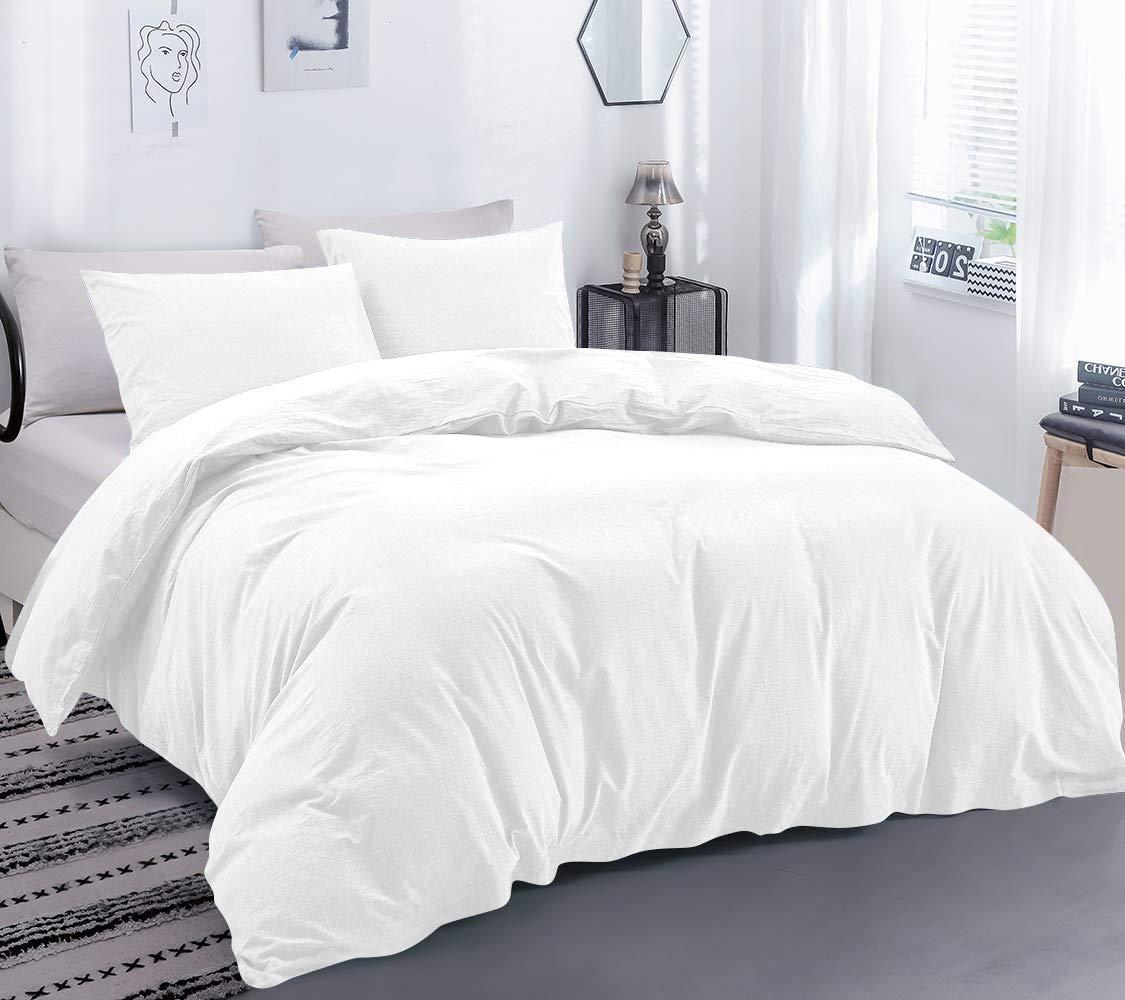 All Star Linen All Star Linen 100% Organic 5 Pieces Eastern King Duvet Cover Set Zipper & Closure White Comforter Cover Eastern King 116\'\' x 108\'\'