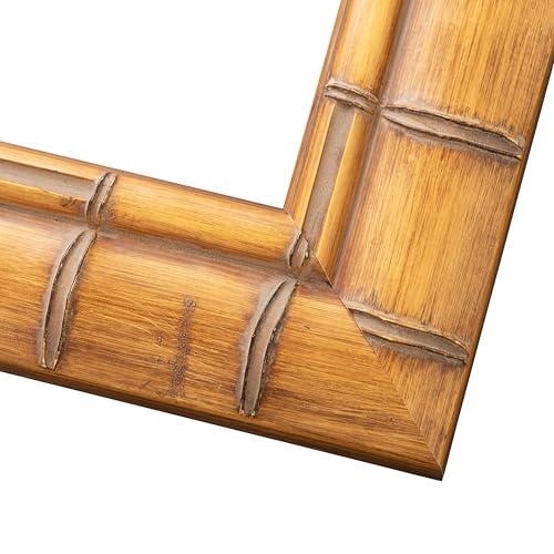 CustomPictureFrames.com 18x36 Frame Bamboo Natural Wood Beige Solid Wood Picture Frame | 3 Inch Moulding Width | Picture Frame Complete with UV Acrylic Plexiglass, Foam Board Backing & Hanging Hardware