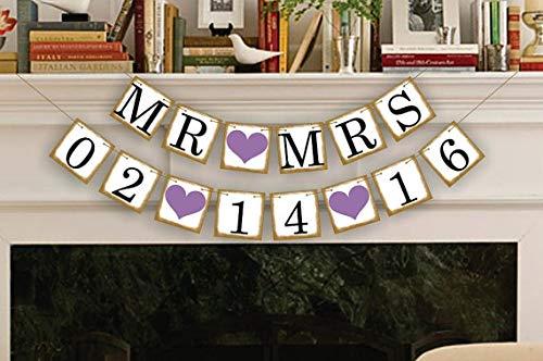 Rarido Rarido 1 X New Golden Side Customized Date Bunting Banner Save The Date Wedding Sign Birthday Decoration Supplies - (Color: Red MRMRS)