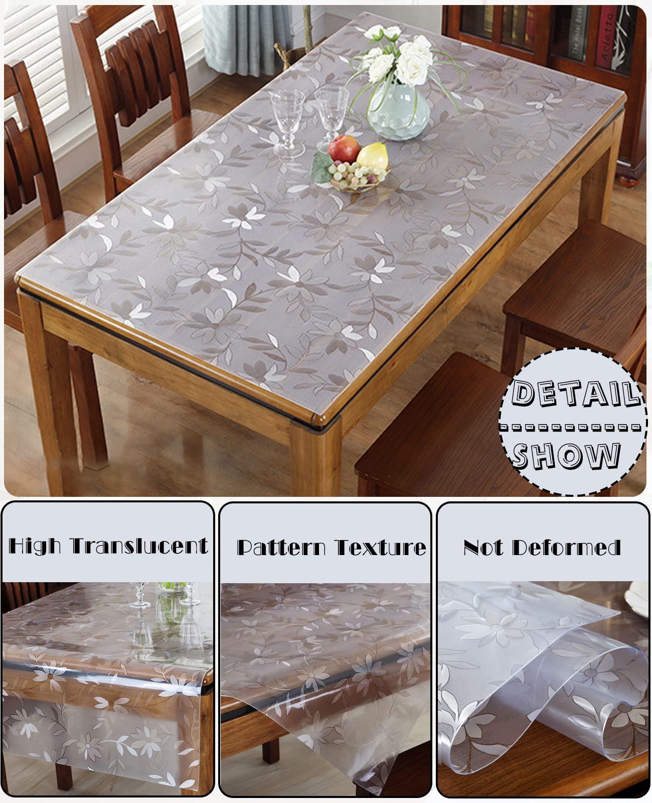 HQYG Clear Table Cover Protector PVC Tablecloth Vinyl Oilcloth Waterproof Plastic Tablecloth Covers for Dining Room Desk Table Pads Soft Glass 1.5mm 38x66 Inch