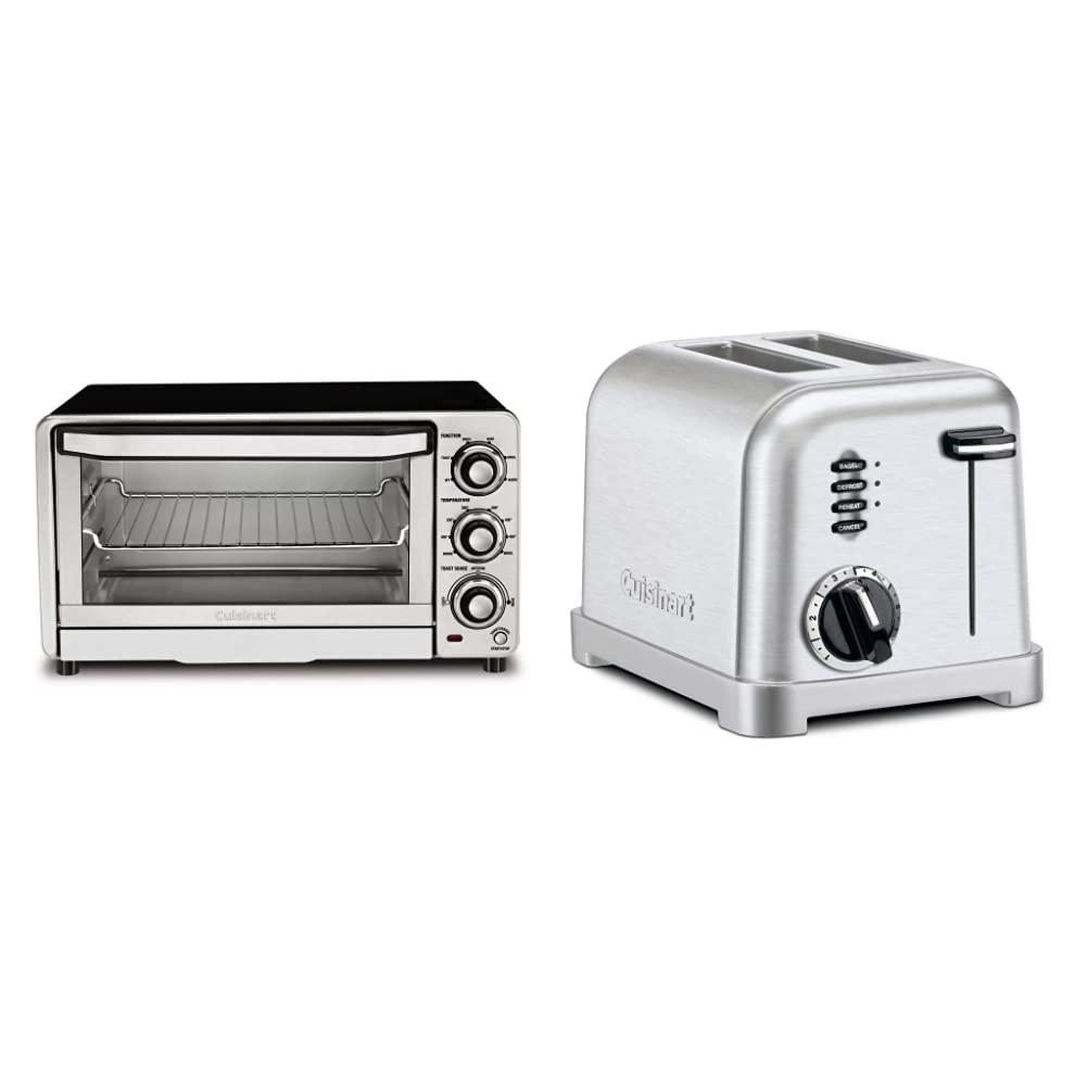 Cuisinart Cuisinart TOB-40N Custom Classic Toaster Oven Broiler, 17 Inch, Black & CPT-160 Metal Classic 2-Slice Toaster, Brushed Stainless