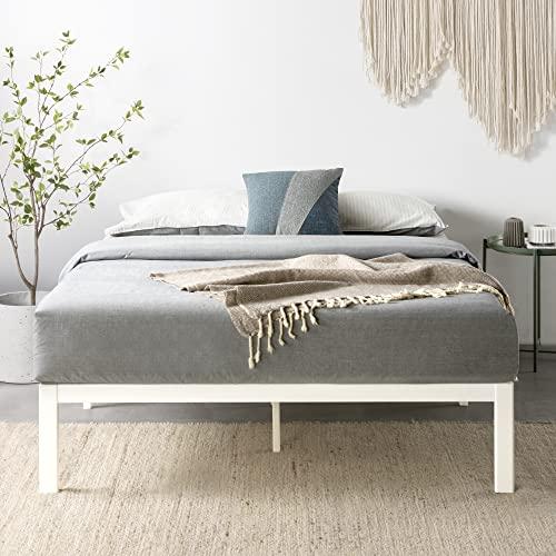 Mellow Mellow Rocky Base E 14" Platform Bed Heavy Duty Steel White, w/ Patented Wide Slats (No Box Spring Needed)