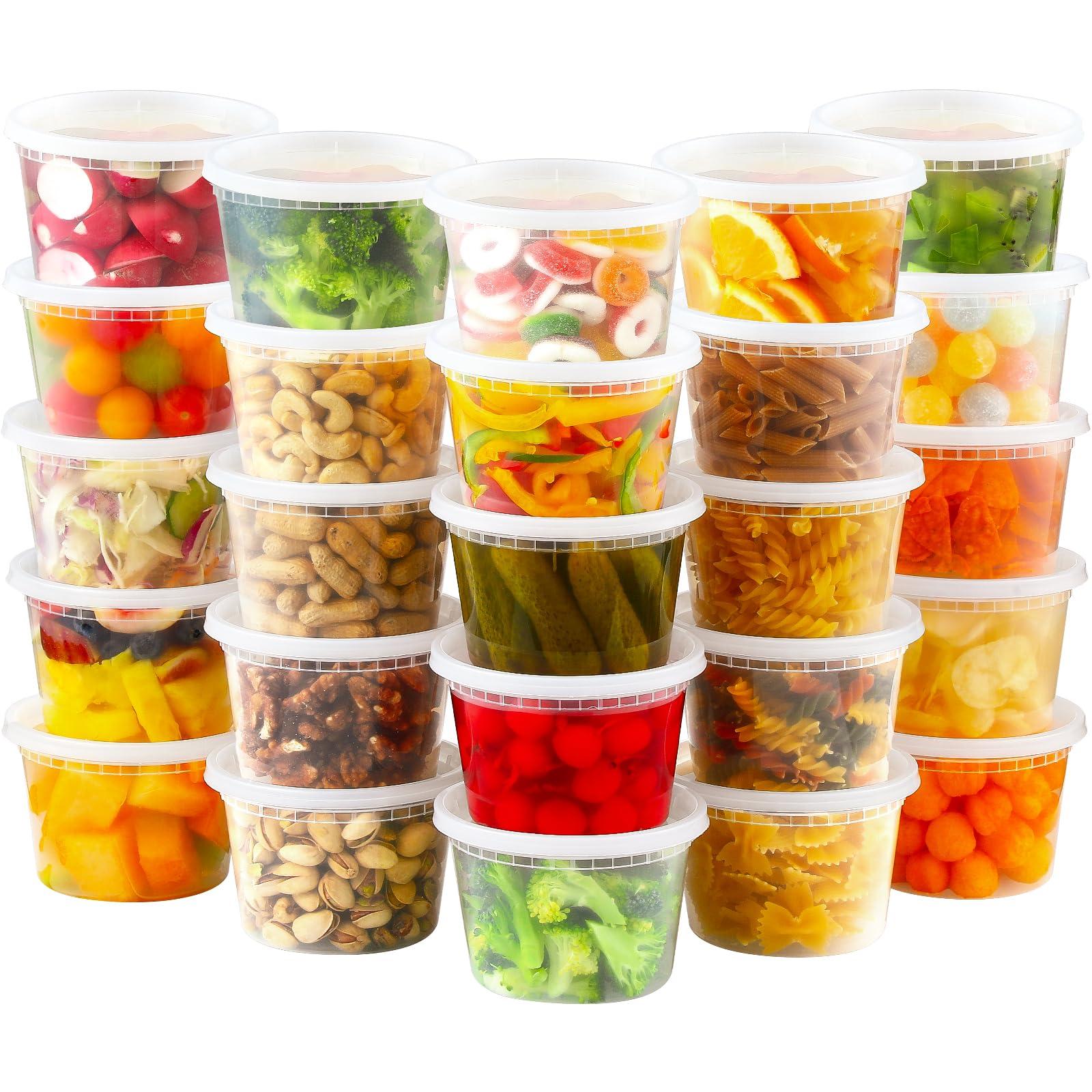 AOZITA AOZITA 32 Sets 16 oz Plastic Deli Food Containers With Lids, Airtight Food Storage Containers, Freezer/Dishwasher/Microwave Safe, Soup Containers For Takeout Meal Prep Storage