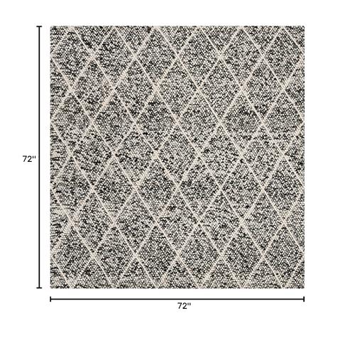 Safavieh SAFAVIEH Natura Collection 6' Square Ivory / Black NAT712C Handmade Moroccan Trellis Cotton Area Rug