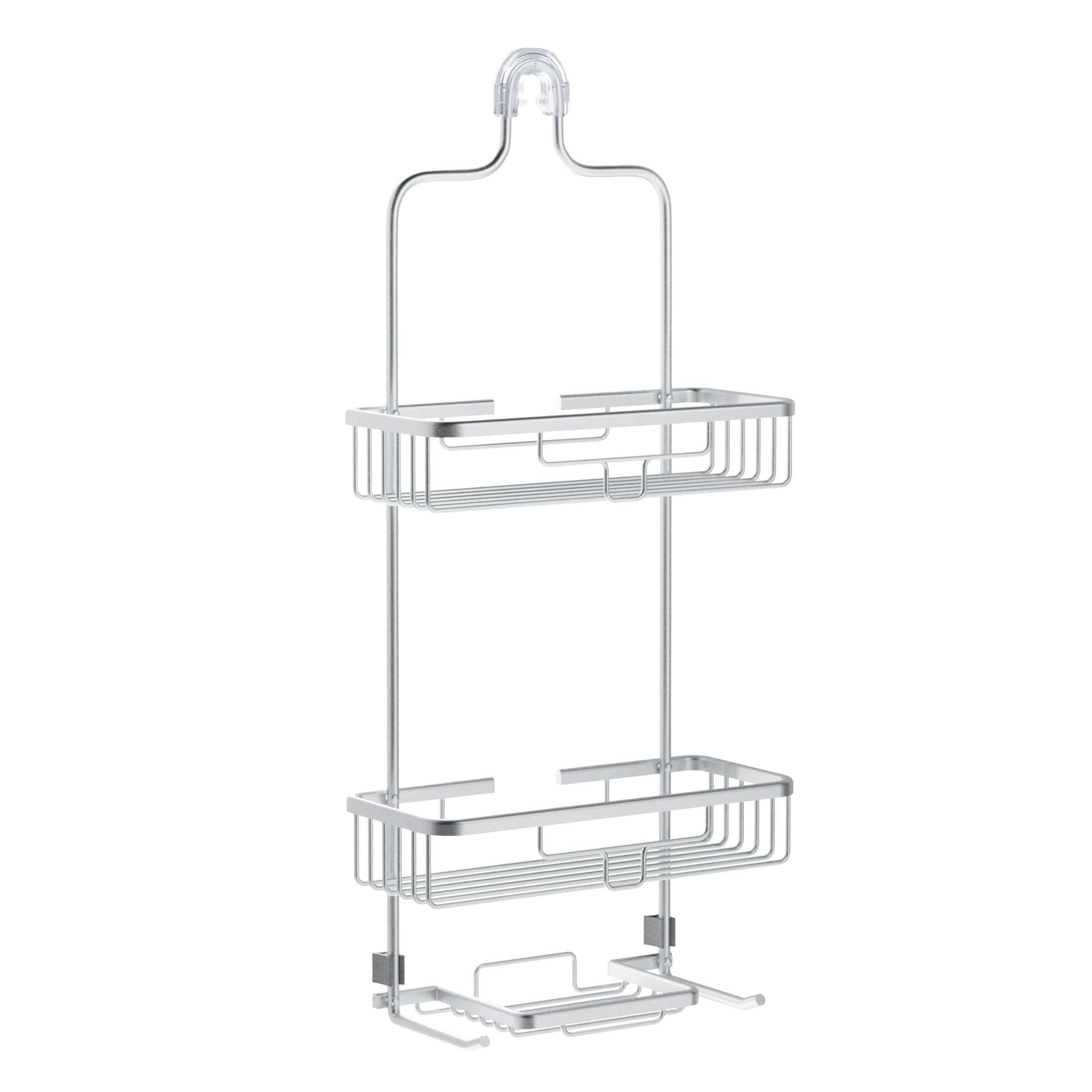 Zenna Home Zenna Home Hanging Shower Caddy with 2 Shelves, Soap Tray, Razor Holders and Hooks, Satin Chrome Rustproof Shower Rack, No Drilling Premium Over Shower Head Organizer, and Bathroom Shower Racks