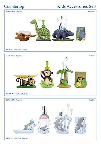 MODONA MODONA Four Piece Kids Bathroom Accessories Set - Dinosaur