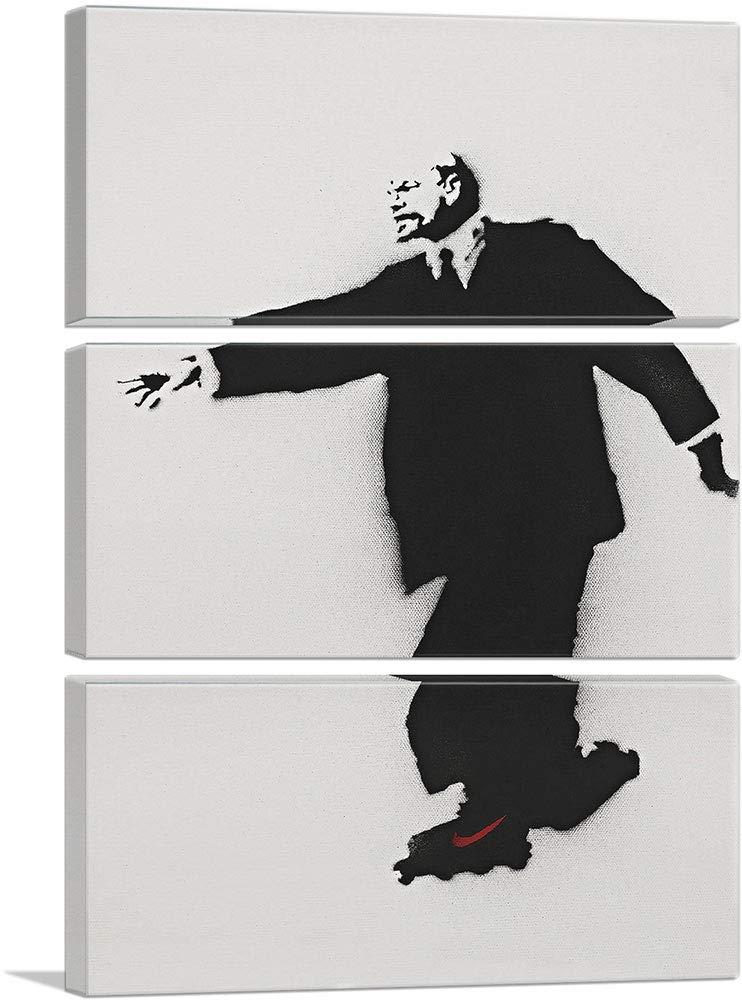 ARTCANVAS ARTCANVAS Lenin on Roller Skates Canvas Art Print Stretched Framed Painting Picture Poster Giclee Wall Decor by Banksy - 60\" x 40\" (0.75\" Deep) (3-Piece)