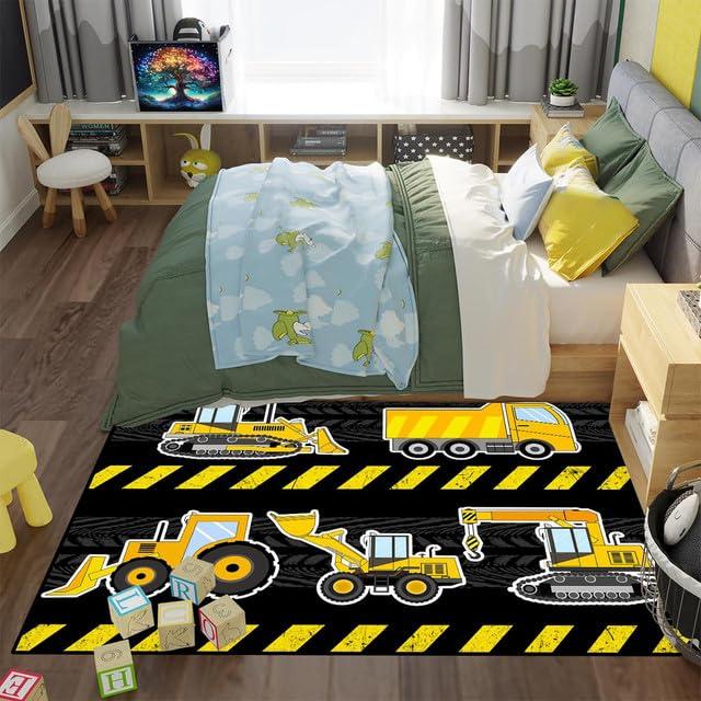 CDIWIDH Construction Rug for Boys Room - Cars Rugs for Kids Room, Construction Play Rug Car Carpet Kids Car Mat for Kids Toy Truck Rug Kids Rugs for Bedroom Boys Rug for Playroom 4.5x6 Feet