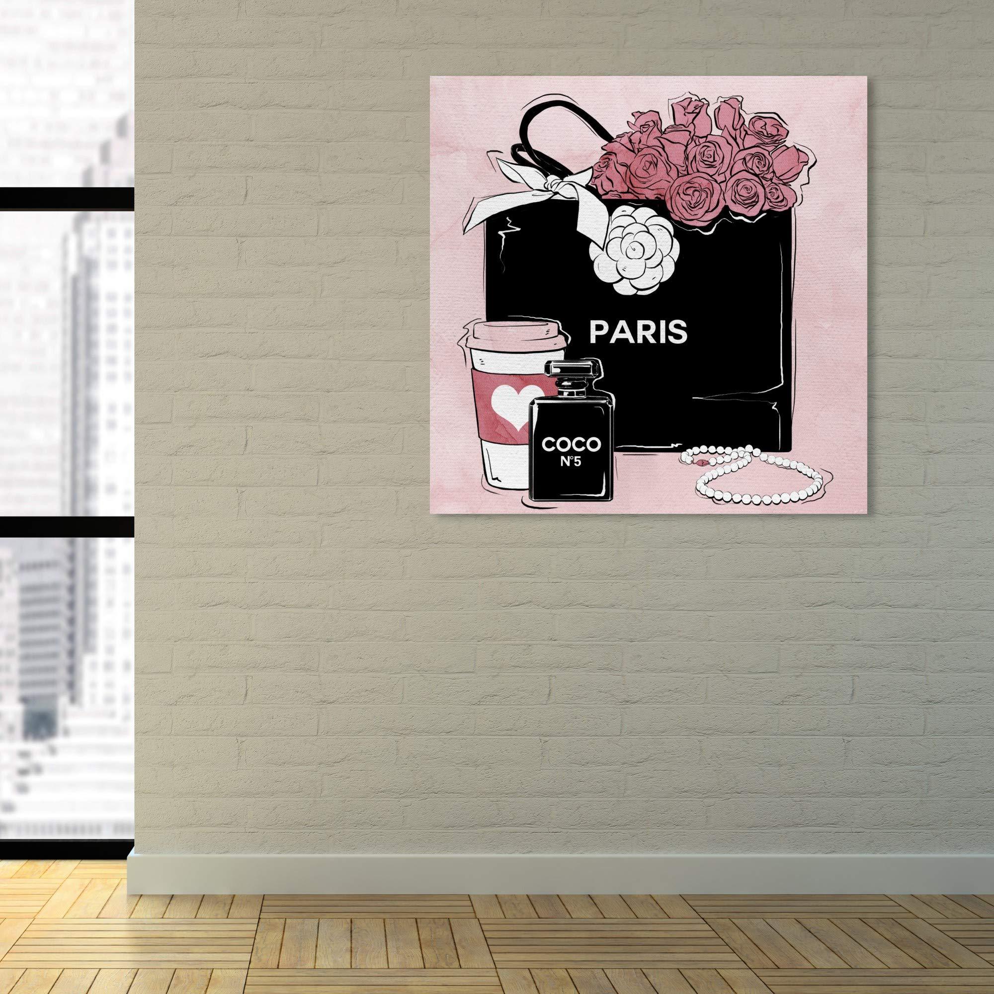 The Oliver Gal Artist Co. The Oliver Gal Artist Co. Fashion and Glam Wall Art Canvas Prints \'Shopping and Coffee\' Home Dcor, 30\" x 30\", Pink, Black