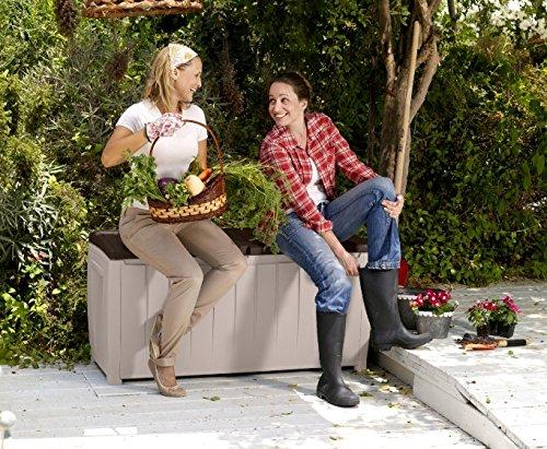 Keter Keter Novel Outdoor Plastic Storage Box Garden Furniture, Beige and Brown, 124 x 55 x 62.5 cm