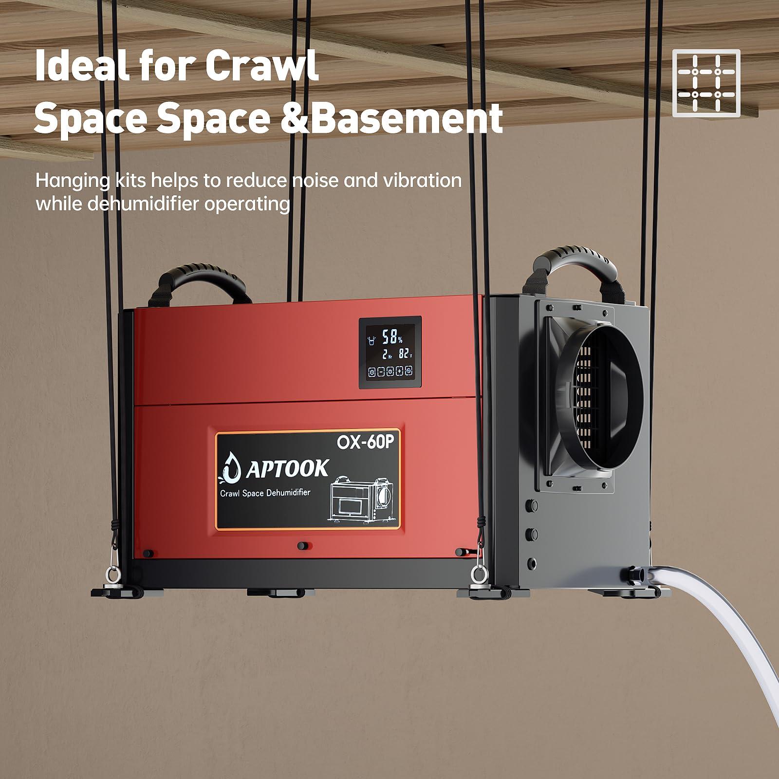 APTOOK Commercial Dehumidifier, 110 Pint Crawl Space Dehumidifier with Drain Hose,Remote Control for Crawlspaces & Basements, Whole House Dehumidifier with 3 Modes, Auto Defrost, Memory Starting, Timer