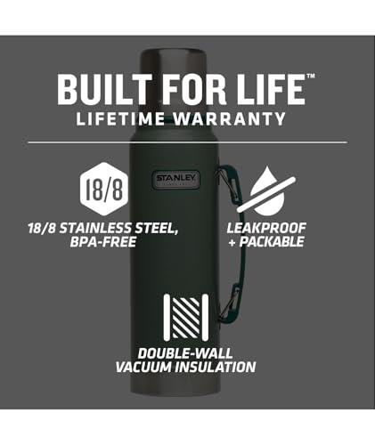 Stanley Stanley Classic Vacuum Insulated Wide Mouth Bottle - BPA-Free 18/8 Stainless Steel Thermos for Cold & Hot Beverages – Keeps Liquid Hot or Cold for Up to 24 Hours