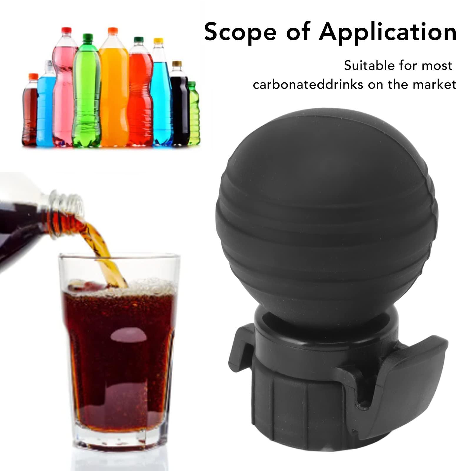 F&Y Silicone Soda Bottle Lid with Air Pump, Leak Proof Carbonated Drink Fizz Keeper, Reusable Pump Cap Saver & Stopper for Beverage Freshness (Black)
