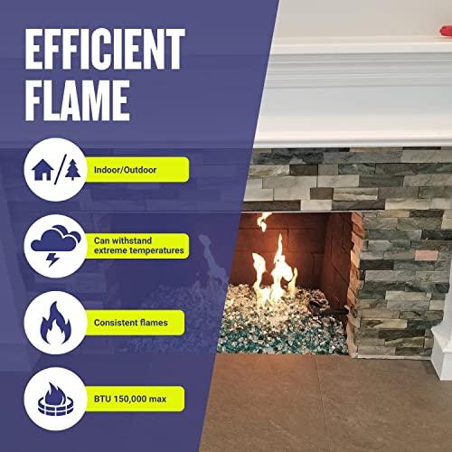 American Fireglass American Fire Glass H-Burner Kit for Natural Gas, 30\" x 6\" | Stainless Steel for Indoor & Outdoor use in Natural Gas Fire Pit or Fireplace | Non-Whistle, Flexible Flex Gas Line